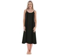 Women's Solid Color With A Base Plus Size Petticoat For Slimming Loose Nightdress (long) Nightgown with Snaps Black