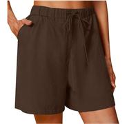 Womens Solid Colour Drawstring Shorts with Pockets Summer Loose Casual Pants Elastic Waist Shorts Casual Beach Hotpants Fitness Yoga Shorts Loose Lounge Pants UK Pull On Short Workout Bermuda Shorts