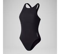 Speedo Solid Highneck Crossback Swimsuit - Dark Grey - Large