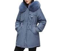 Women's Solid Long Down Jacket Winter Jacket Soft Thickened Warm Jacket Removable One Dress Three Ways to Wear Women's Vest Black, blue, XL