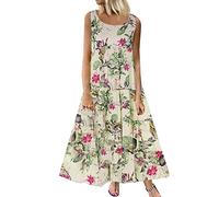 Women's Solid Plain Summer Dark Teal Sleeveless Loose Maxi Dress UK Clearance Casual Long Dress Women Dresses Casual Bohemian Floral Long Maxi Summer Beach Swing Dress Women Sleeveless S-5XL