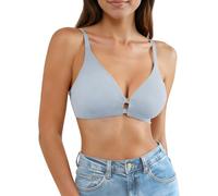 Women's Solid Wirefree V-Neck Cozy Bra Lightly 3/4 Cup Breastfeed Surgery Bras Breathable Skin Feel Daily Demi Top Blue XL
