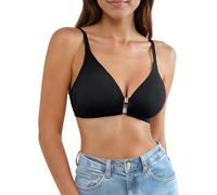 Women's Solid Wirefree V-Neck Cozy Bra Lightly 3/4 Cup Breastfeed Surgery Bras Breathable Skin Feel Daily Demi Top Black XL