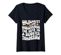 Womens Solidarity and Understanding for A Brighter Tomorrow V-Neck T-Shirt
