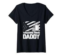Womens Solider Homecoming Military Child Welcome Home Daddy V-Neck T-Shirt