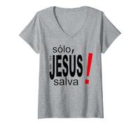 Womens Solo Jesús Salva vidas, Salvación Espiritual Eterna V-Neck T-Shirt