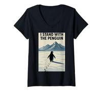 Women's Solo Penguin Journey into Contemplation Support V-Neck T-Shirt