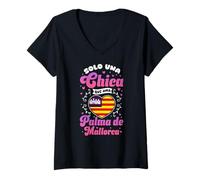 Womens Solo UNA Chica que AMA Palma de Mallorca V-Neck T-Shirt