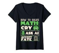 Womens Solve Math Funny Student Teacher Mathematics Solving Humor V-Neck T-Shirt