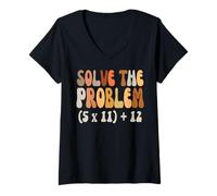 Womens Solve The Problem 67 Funny Math Meme Six Seven for Teachers V-Neck T-Shirt
