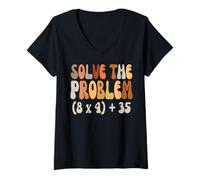 Womens Solve The Problem 67 Funny Math Meme Six Seven for Teachers V-Neck T-Shirt