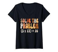 Womens Solve The Problem 67 Funny Math Meme Six Seven for Teachers V-Neck T-Shirt