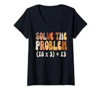 Womens Solve The Problem 67 Funny Math Meme Six Seven for Teachers V-Neck T-Shirt