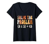 Womens Solve The Problem 67 Funny Math Meme Six Seven for Teachers V-Neck T-Shirt