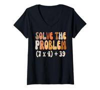 Womens Solve The Problem 67 Funny Math Meme Six Seven for Teachers V-Neck T-Shirt