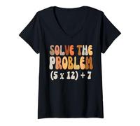 Womens Solve The Problem 67 Funny Math Meme Six Seven for Teachers V-Neck T-Shirt