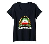 Women's Somaliland Est 1991 Flag Heritage Crest Design V-Neck T-Shirt