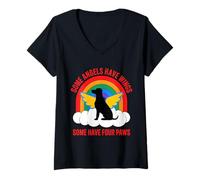 Women's Some Angels Have Four Paws Dog Lover Idea V-Neck T-Shirt