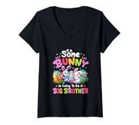 Women's Some Bunny to Be A Big Brother Easter Pregnancy Announcement V-Neck T-Shirt