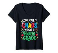 Women's Some Call It Chaos We Call It Fourth Grade V-Neck T-Shirt