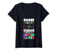 Womens Some Call it Chaos we Call it Kindergarten V-Neck T-Shirt