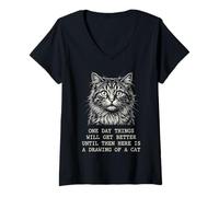 Women's Some Day Things Will Get Better Funny Sarcastic Cat Graphic V-Neck T-Shirt
