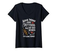 Womens Some Moms Have Tattoos Say Bad Words Funny Mom V-Neck T-Shirt
