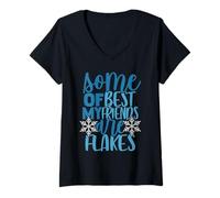 Womens Some of My Best Friends are Snowflakes Winter Cold Weather V-Neck T-Shirt