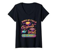 Womens Some of Y'alls Cornbread Ain't Done Funny V-Neck T-Shirt