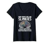 Womens Some People are Like Slinkies - Funny Quote Graphic V-Neck T-Shirt
