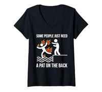 Womens Some People Just Need A Pat On The Back Funny Stickman V-Neck T-Shirt