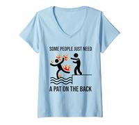Womens Some People Just Need A Pat On The Back Funny Stickman V-Neck T-Shirt