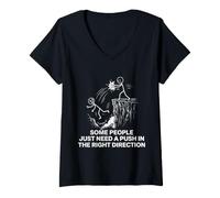 Women's Some People Just Need A Push in The Right Direction V-Neck T-Shirt