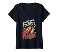 Women's Some People Need Therapy I Just Need to Hit Things Kickboxer V-Neck T-Shirt