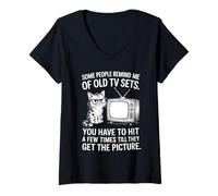 Womens Some People Remind me of Old tv Sets You Have to hit Them V-Neck T-Shirt