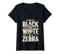 Women's Some See Black and White I See A Zebra V-Neck T-Shirt