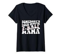 Womens Somebody's Loud Mouth T-Ball Mama Teeball Mom Mother's Day V-Neck T-Shirt