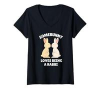 Womens Somebunny Loves Being a Rabbi Cute Easter Bunny Job Gift V-Neck T-Shirt