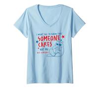 Women's Someone Cares Not Me Funny Sarcastic Cat Design V-Neck T-Shirt
