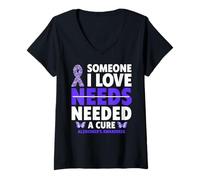 Women's Someone I Love Needs Needed a Cure Alzheimer's Awareness V-Neck T-Shirt