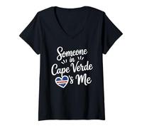 Women's Someone in Cape Verde Loves Me Heart Flag Love V-Neck T-Shirt