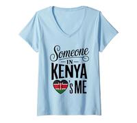 Women's Someone in Kenya Loves Me Kenya Flag Heart V-Neck T-Shirt