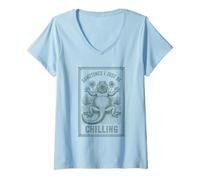 Women's Sometimes I Just Be Chilling Funny Relaxed Uromastyx Lizard V-Neck T-Shirt