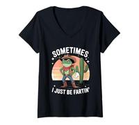 Womens Sometimes I Just Be Fartin' Frog Funny Sarcastic V-Neck T-Shirt