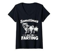 Women's Sometimes I Just Be Farting Pug Dog Funny Pets V-Neck T-Shirt