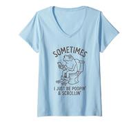 Women's Sometimes I Just Be Pooping Frog Funny Mom Dad Old Birthday V-Neck T-Shirt