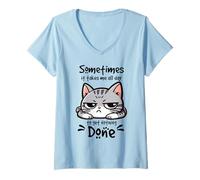 Women's Sometimes It Takes All Day to Get Nothing Done Cat V-Neck T-Shirt