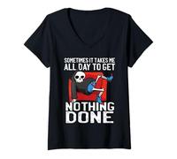 Womens Sometimes It Takes Me All Day to Get Nothing Grip Reaper V-Neck T-Shirt