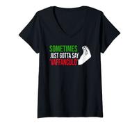 Womens sometimes just gotta say vaffanculo Italy Vaffanculo V-Neck T-Shirt
