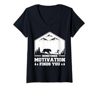 Womens Sometimes Motivation Find You Gym Fitness Running Motivation V-Neck T-Shirt